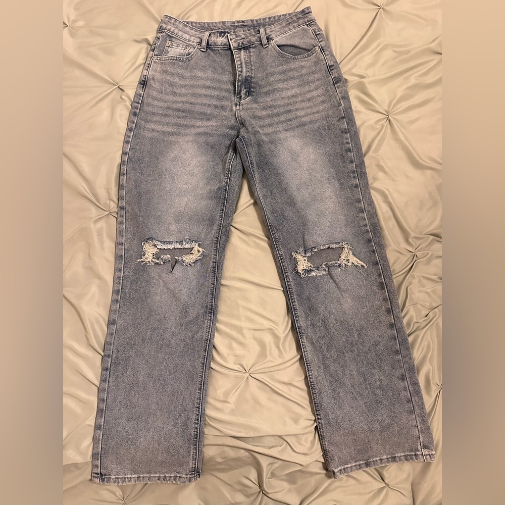 Distressed Gray Women Jeans